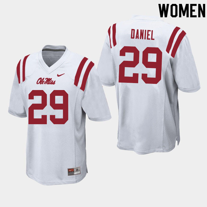 Lakevias Daniel Ole Miss Rebels NCAA Women's White #29 Stitched Limited College Football Jersey WUV0458OK